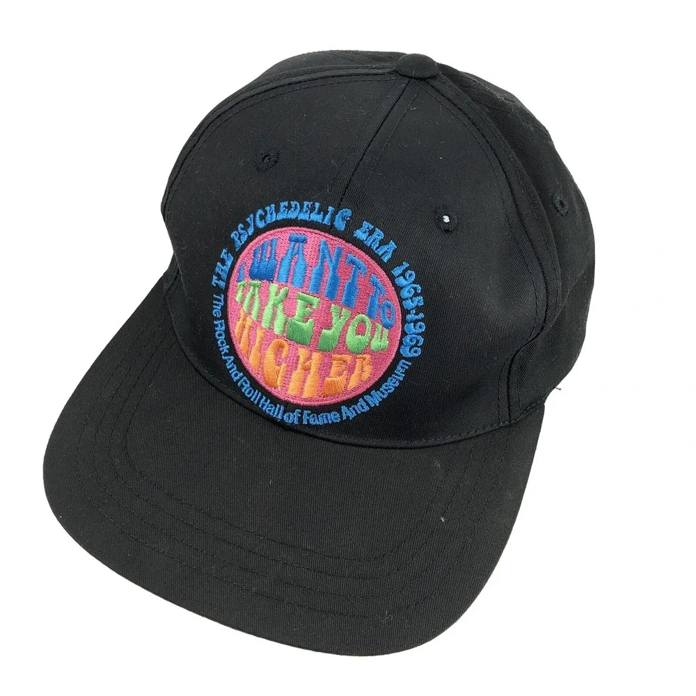 Vintage Rock N Roll Hall of Fame Hat Cap Snap Back Psychedelic Rap Tee 90s Y2K D